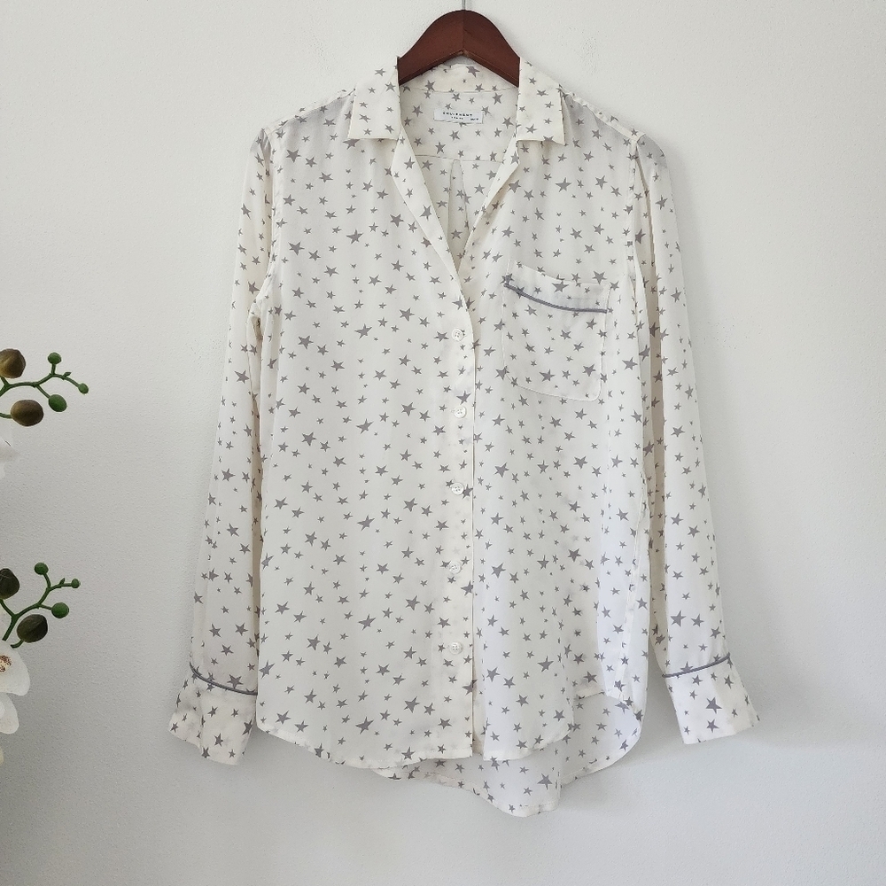 Equipment Keira Start Print Button Down Silk Blouse Size Xs